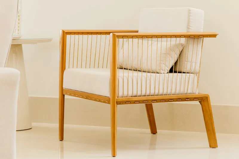 Leather club armchair with solid-wood frame
