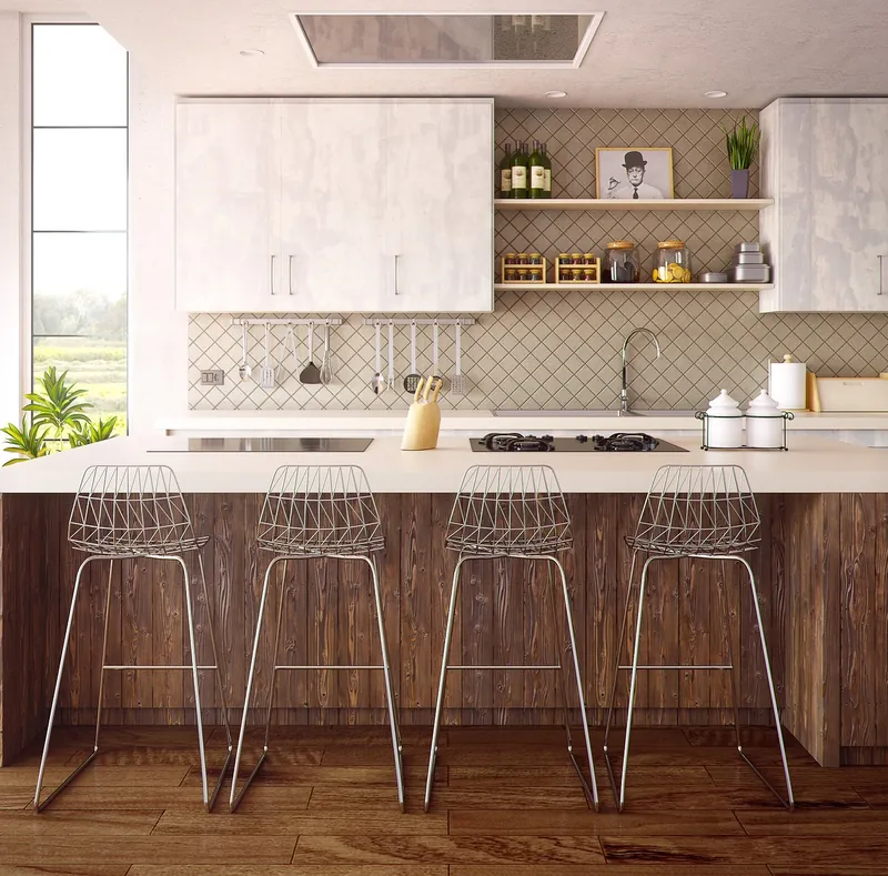 Industrial wood and wrought-iron bar cabinet