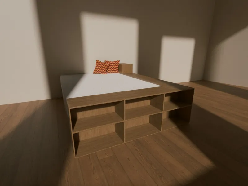 Lit et table de chevet mid-century en bois massif, alternative