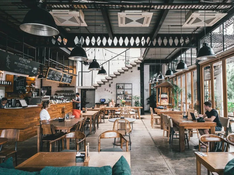 Commercial cafe chairs and benches
