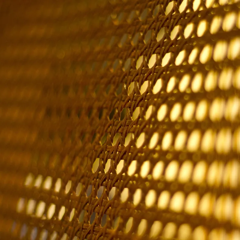 Hand-woven cane and rattan on solid-wood frames