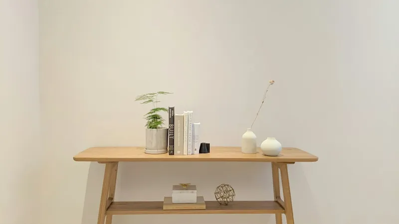 Resin river console table with a slim clear epoxy inlay