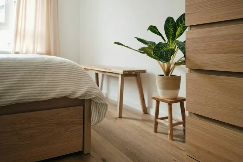 Mid-century solid wood nightstands in the CB2 style