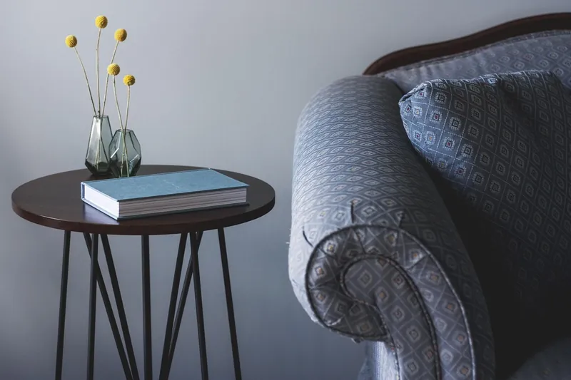 Wood and iron industrial side table