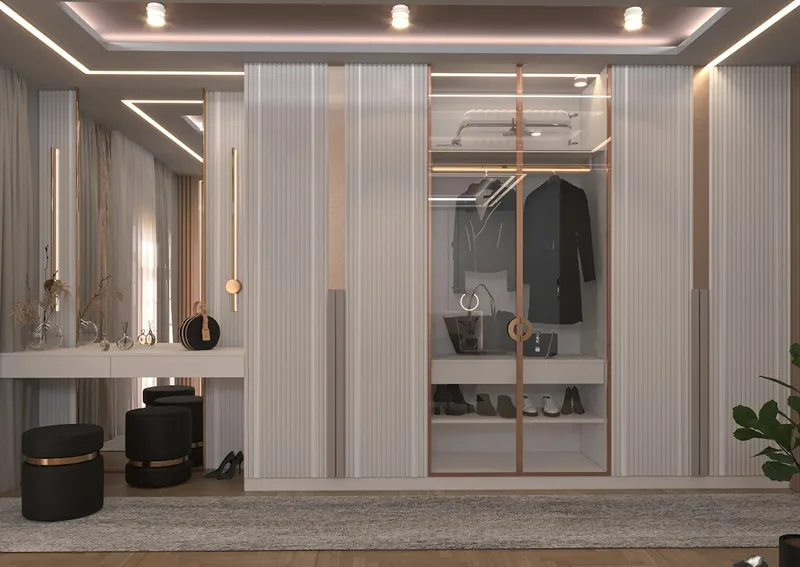 Child-height Montessori wardrobe and clothing rail