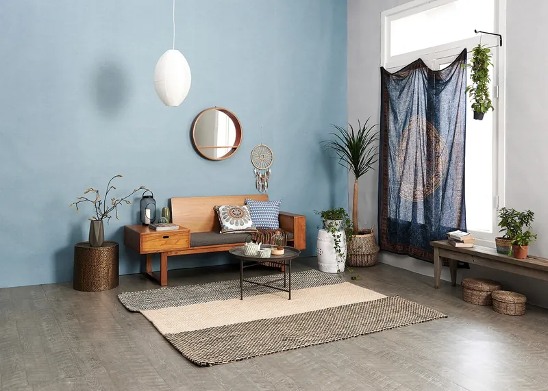Coastal cane and whitewashed solid-wood furniture handcrafted in Jodhpur as a Serena and Lily-style wholesale alternative