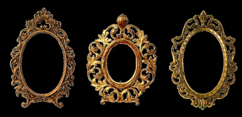 Hand-carved solid wood mirror frame with relief carving, made in India