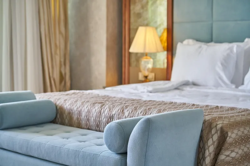 Commercial-grade solid-wood hotel furniture made in Jodhpur, India