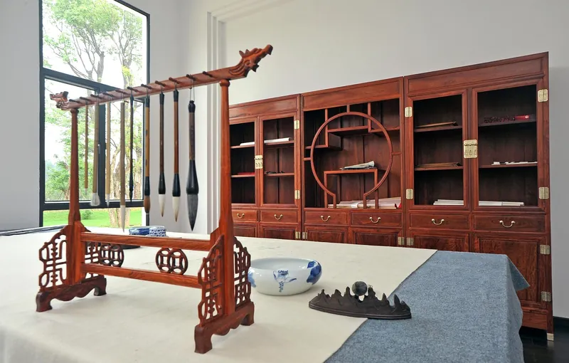 Reclaimed old-wood bookshelf with weathered patina and iron frame, handcrafted in Jodhpur, India