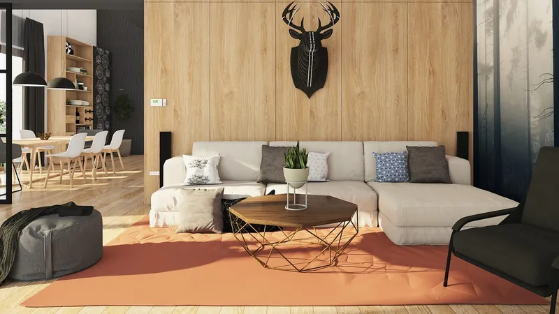 Rustic coffee table with thick reclaimed-wood top, visible knots and a raw iron base, handcrafted in Jodhpur, India