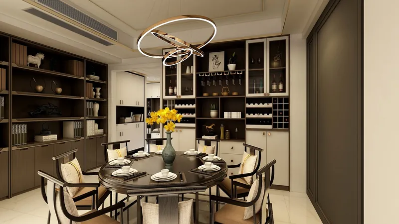 Handwoven cane dining table with a solid-wood top, made in Jodhpur, India