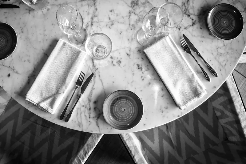 Marble top dining table