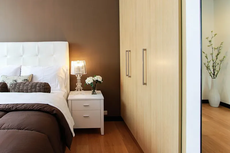 Iron and wood nightstand