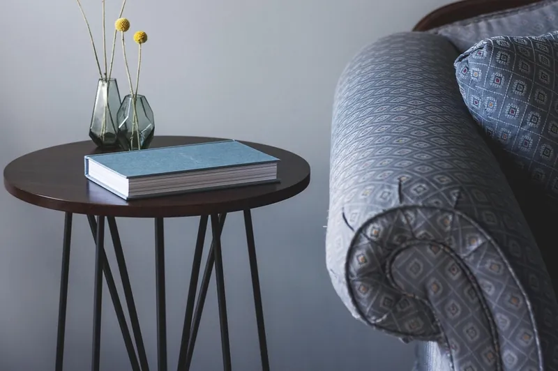 Iron and wood side table
