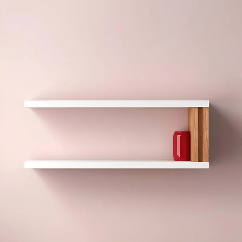 Hand-woven cane wall shelf on a solid-wood frame, made in Jodhpur, India