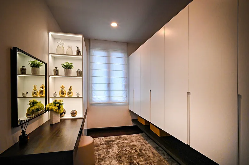 Farmhouse-style solid wood wardrobe in antique white, handcrafted in Jodhpur, India